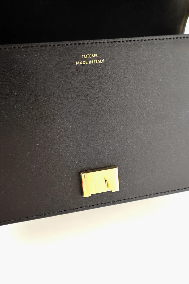 TOTEME Mini T-Flap Handbag in Black Leather GHW with Detachable Strap 3