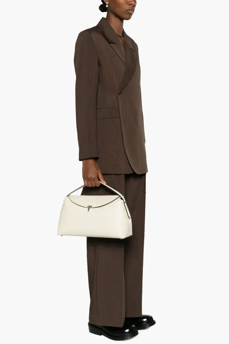TOTEME T-Lock Top Handle Bag in White Milk SHW Naplak Leather 2