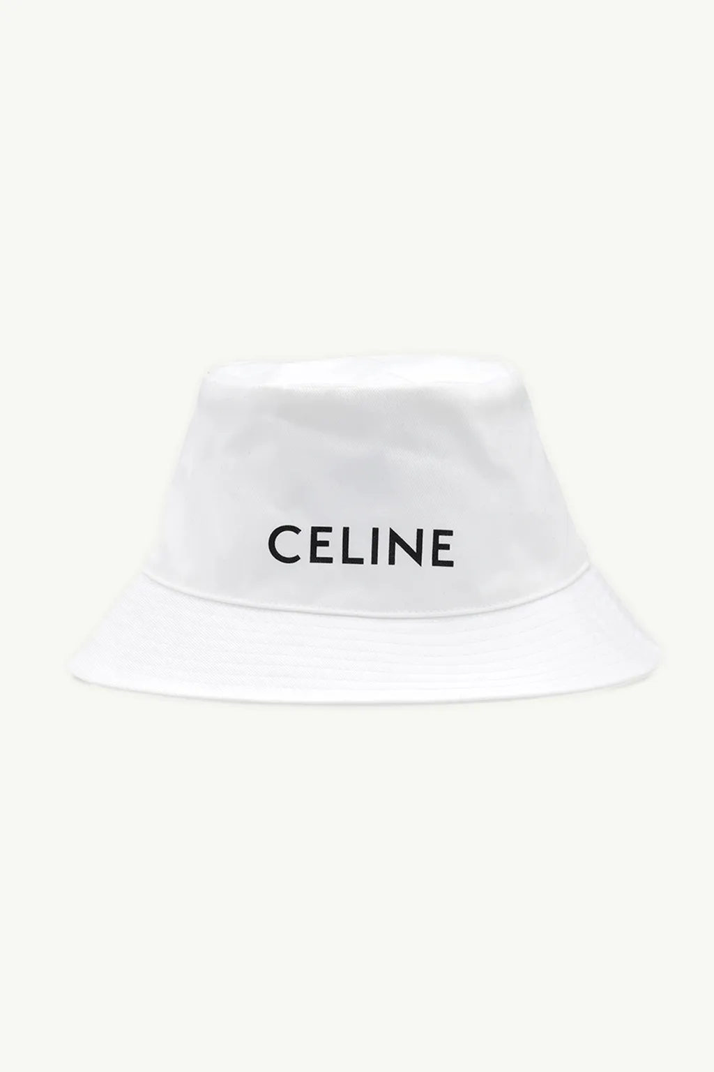 CELINE Men Logo Bucket Hat in White Gabardine Cotton 0