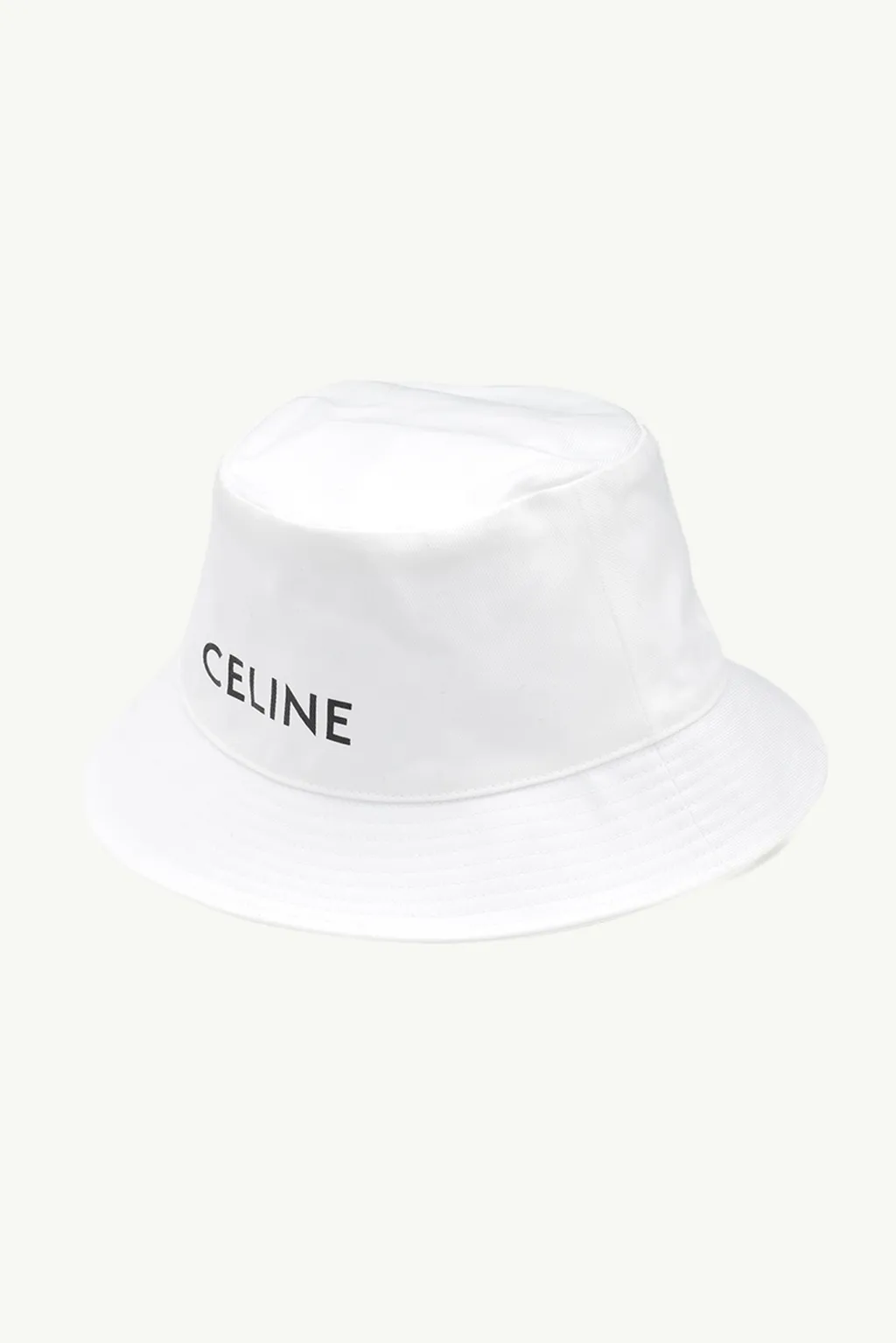 CELINE Men Logo Bucket Hat in White Gabardine Cotton 2