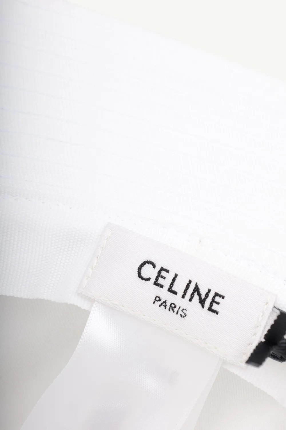 CELINE Men Logo Bucket Hat in White Gabardine Cotton 4