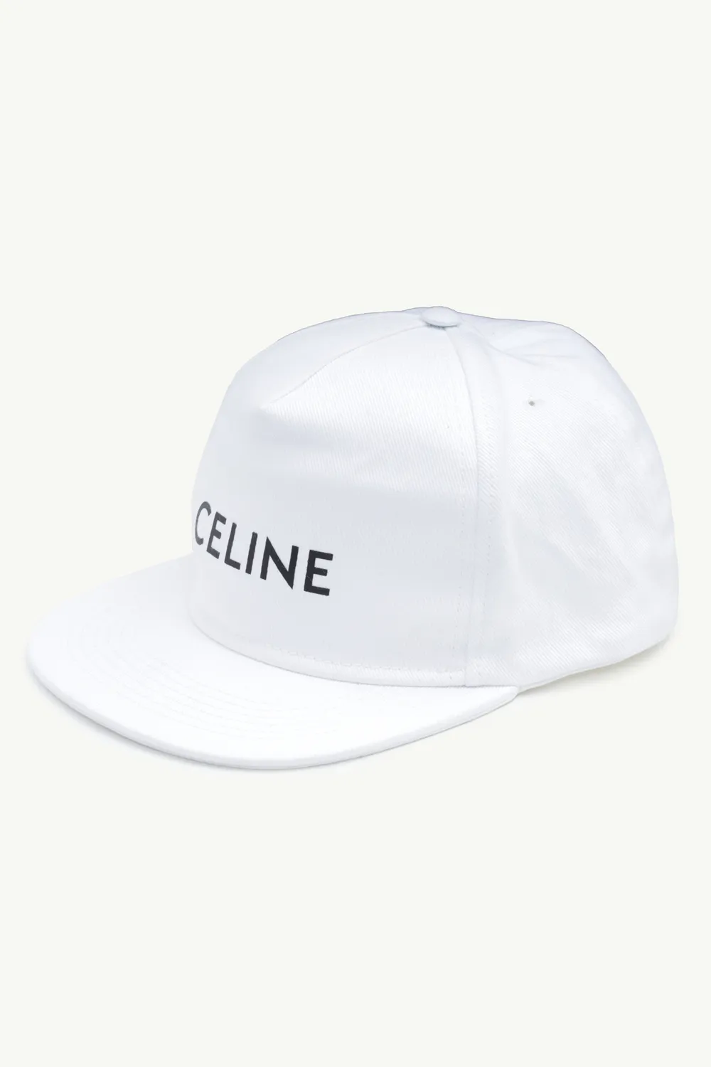 CELINE Men Logo Snapback Cap in White Cotton 2