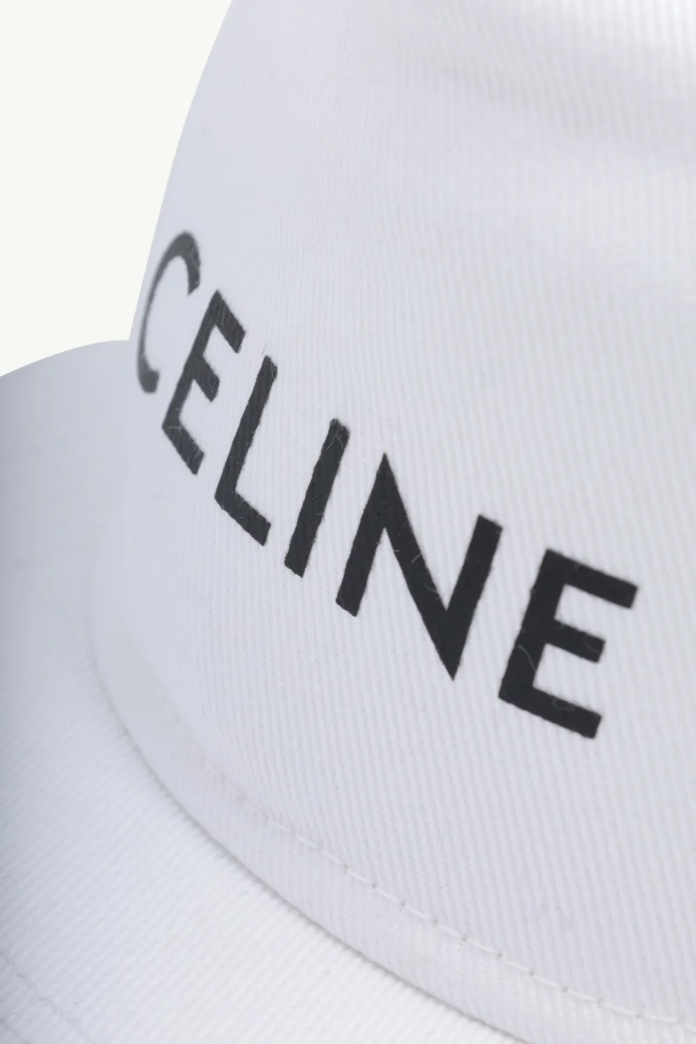 CELINE Men Logo Snapback Cap in White Cotton 3