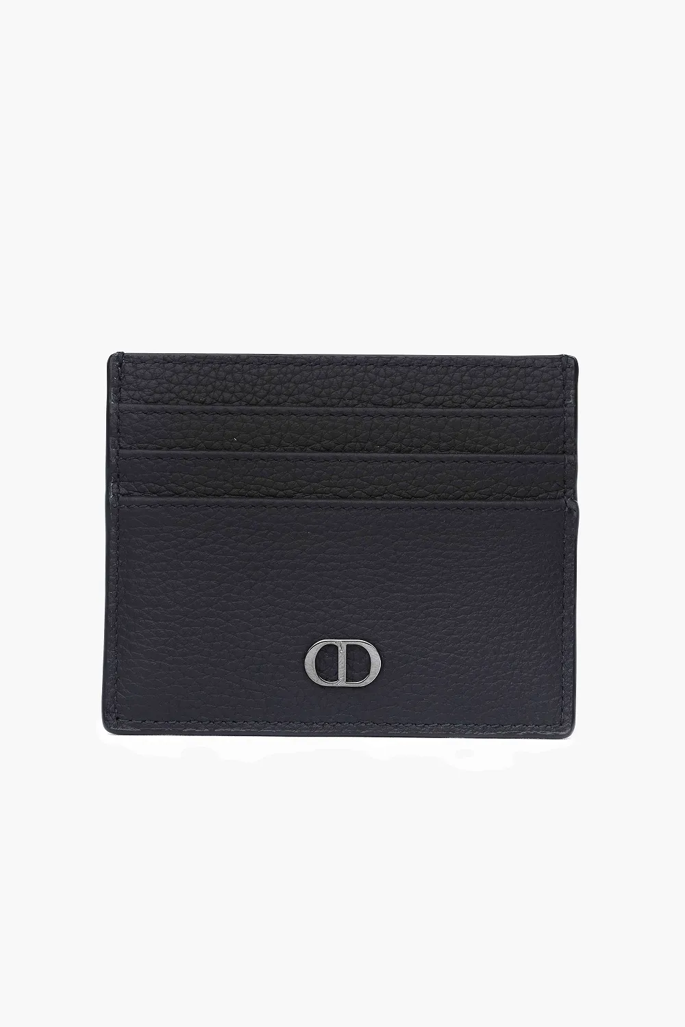 CHRISTIAN DIOR 'CD Icon' Signature Card Holder in Black Grained Leather with 6 Card Slots 0
