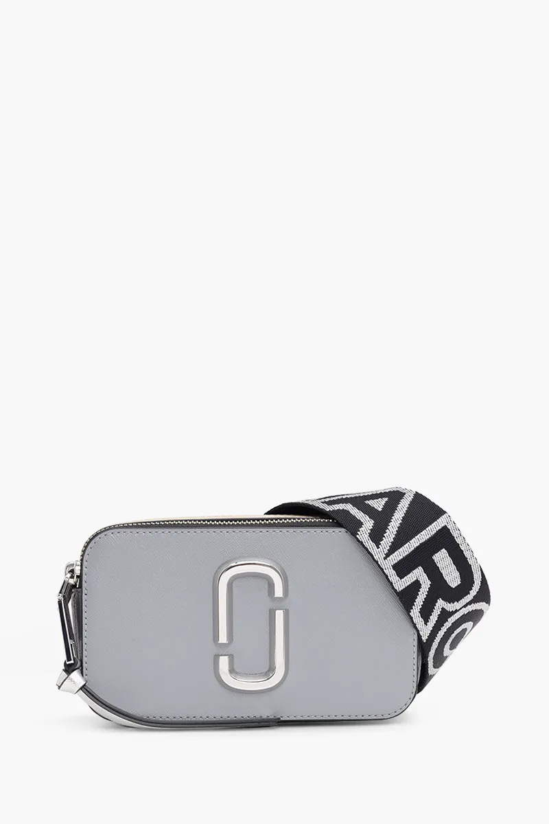 MARC JACOBS Small The Snapshot Camera Bag in Wolf Grey Multi with Logo Webbing Straps 0
