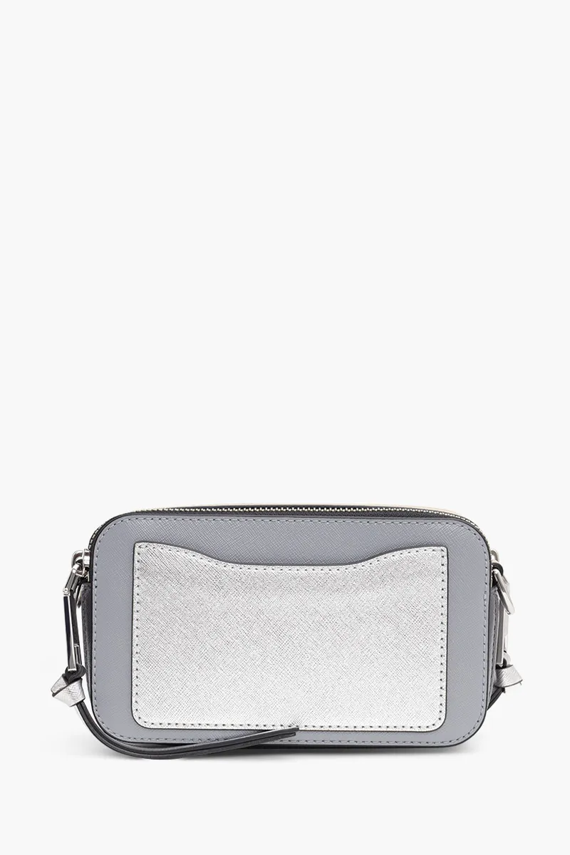 MARC JACOBS Small The Snapshot Camera Bag in Wolf Grey Multi with Logo Webbing Straps 1