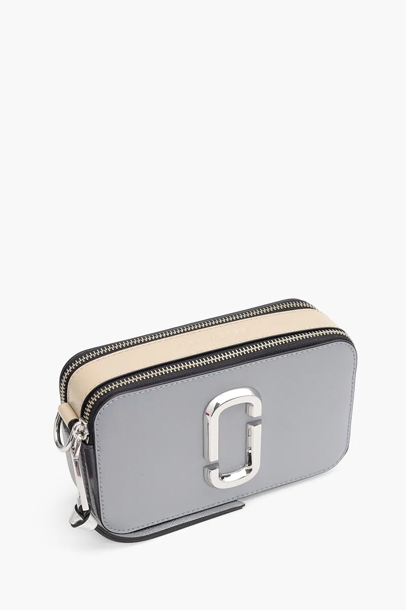 MARC JACOBS Small The Snapshot Camera Bag in Wolf Grey Multi with Logo Webbing Straps 2
