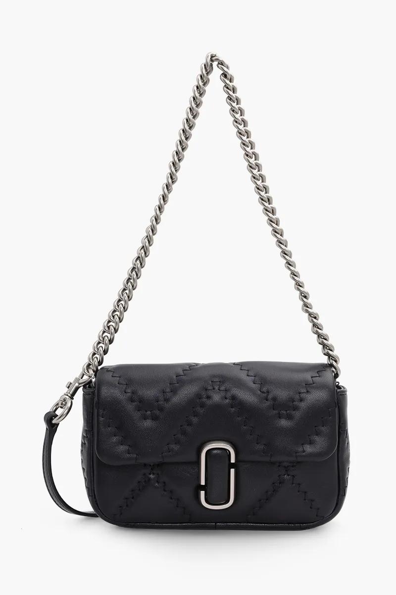 MARC JACOBS Mini The J Marc Shoulder Bag in Black SHW Quilted Leather 0