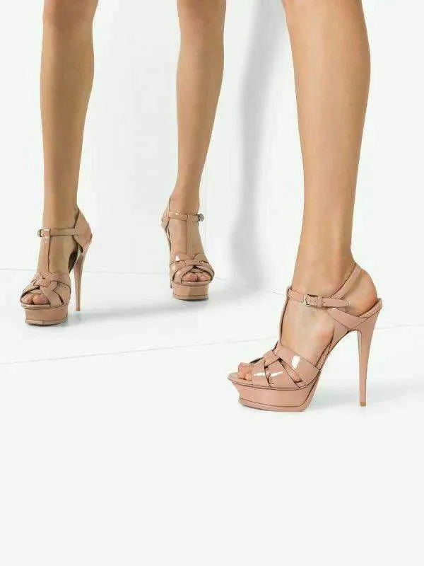 SAINT LAURENT Tribute 14cm in Nude Poudre Patent 4