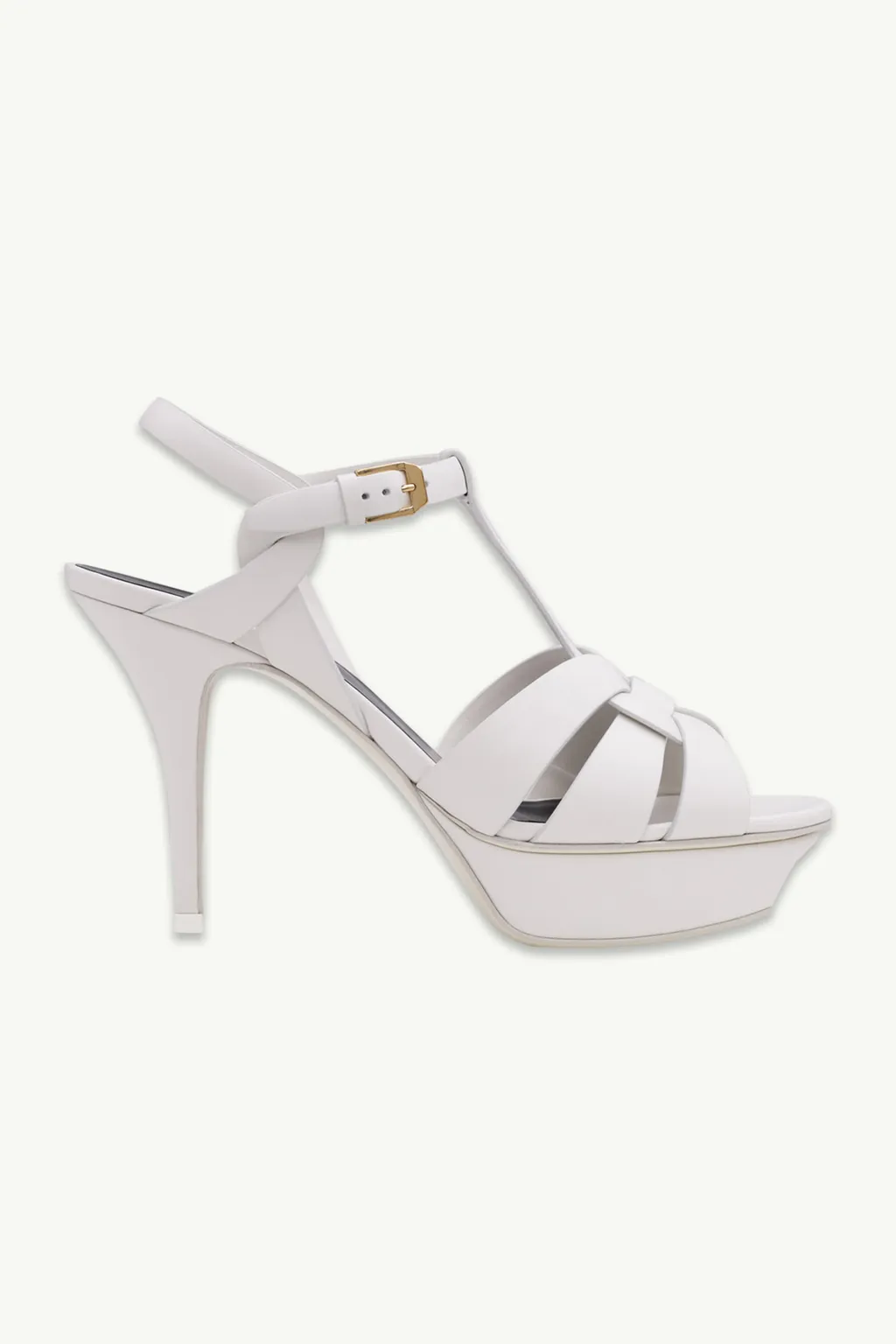 SAINT LAURENT Tribute 10cm in White Calf 0