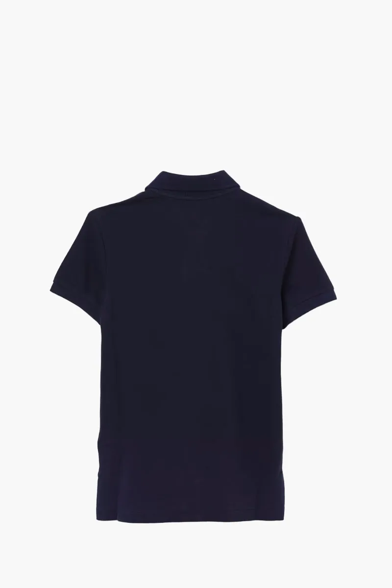 POLO RALPH LAUREN Kid Logo Embroidered Polo Shirt in Navy/Red Cotton Piquet 1