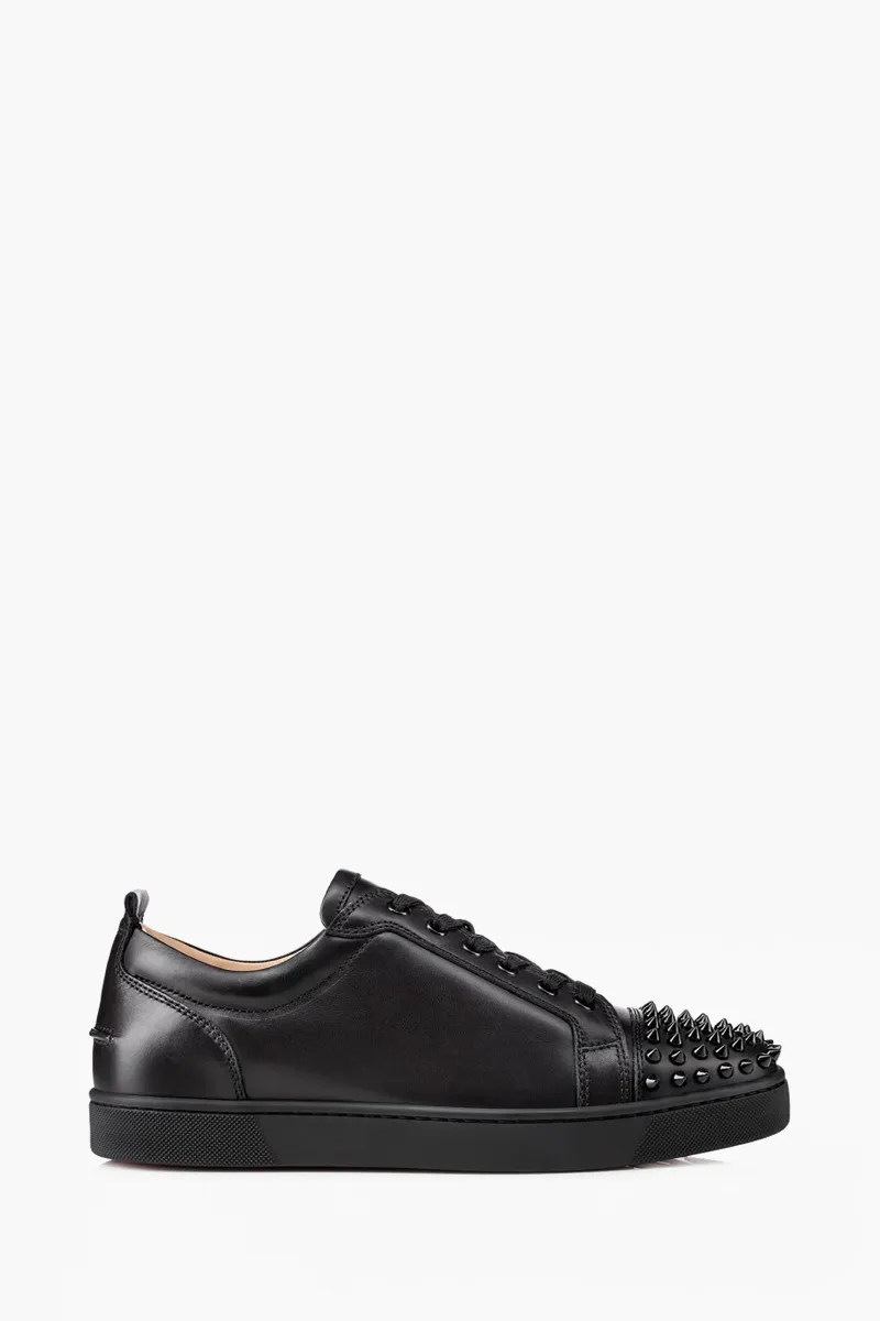 CHRISTIAN LOUBOUTIN Men Louis Junior Spikes Sneakers in Black Calf Leather 0