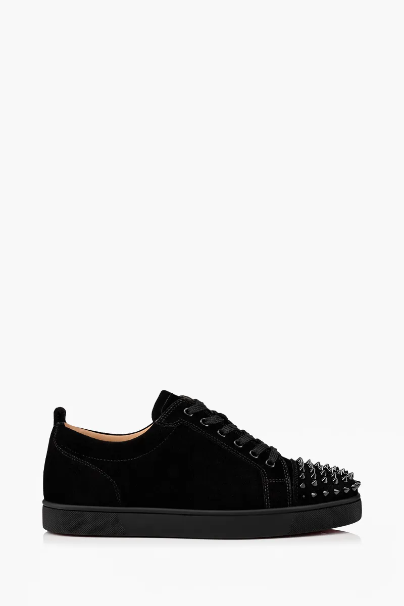 CHRISTIAN LOUBOUTIN Men Louis Junior Spikes Sneakers in Black Suede Calfskin 0
