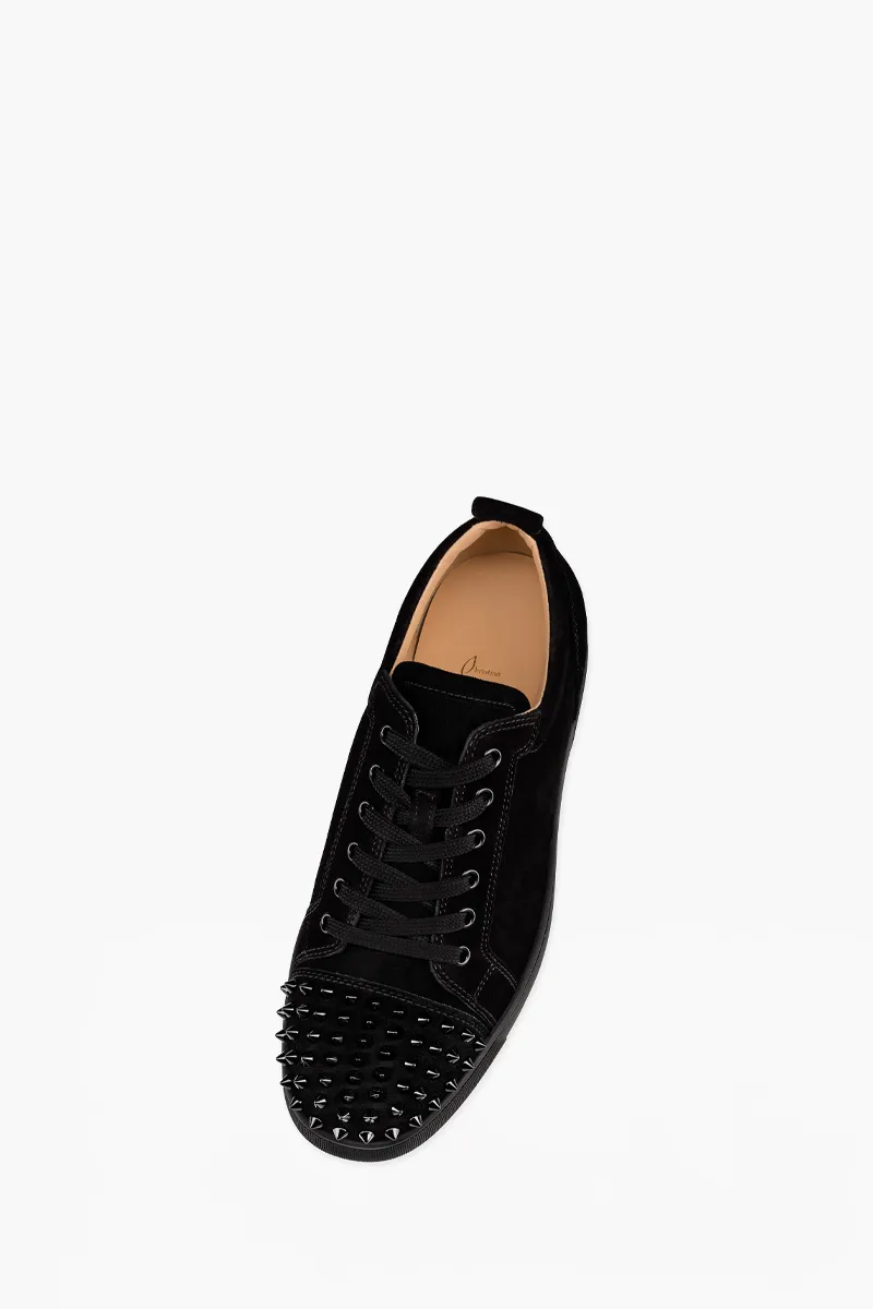 CHRISTIAN LOUBOUTIN Men Louis Junior Spikes Sneakers in Black Suede Calfskin 2