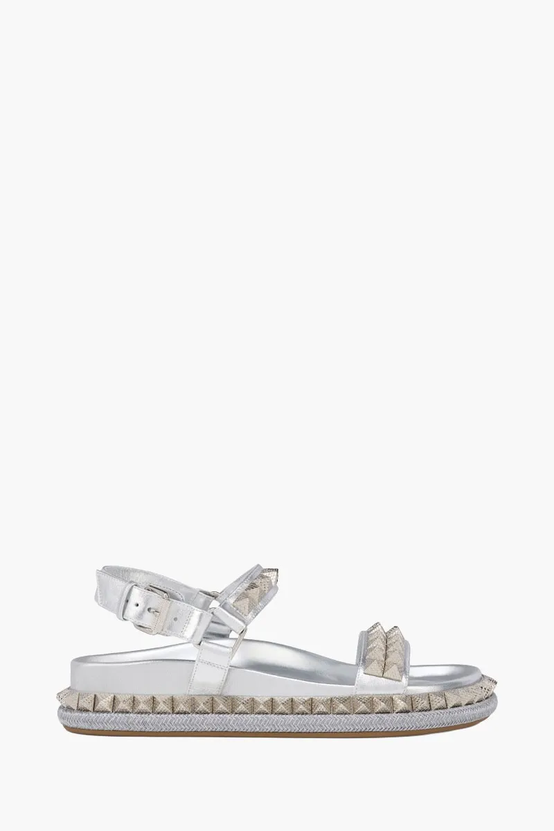 CHRISTIAN LOUBOUTIN Women Pyrabizz Sandals in Silver Laminated Nappa Leather 0