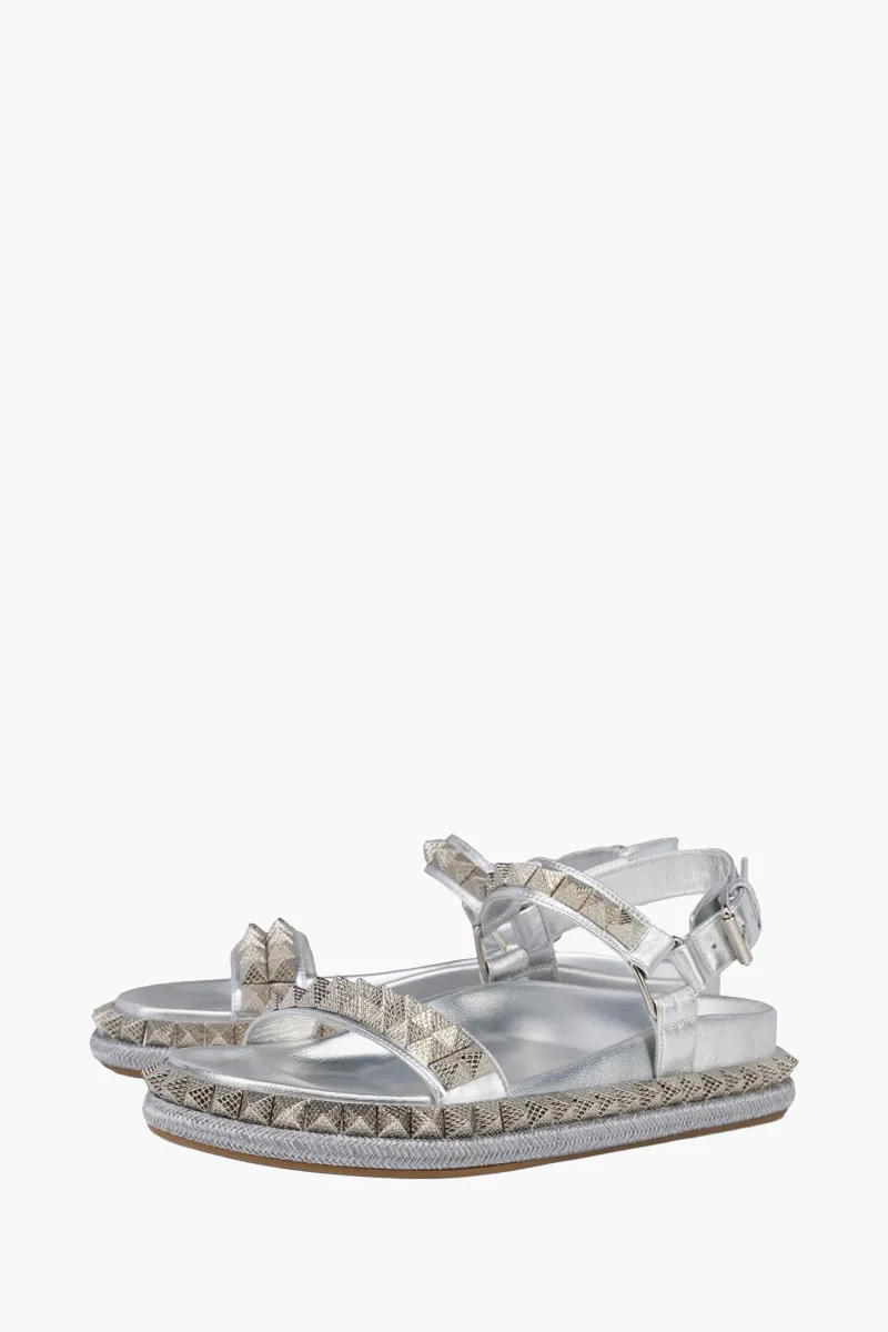CHRISTIAN LOUBOUTIN Women Pyrabizz Sandals in Silver Laminated Nappa Leather 2