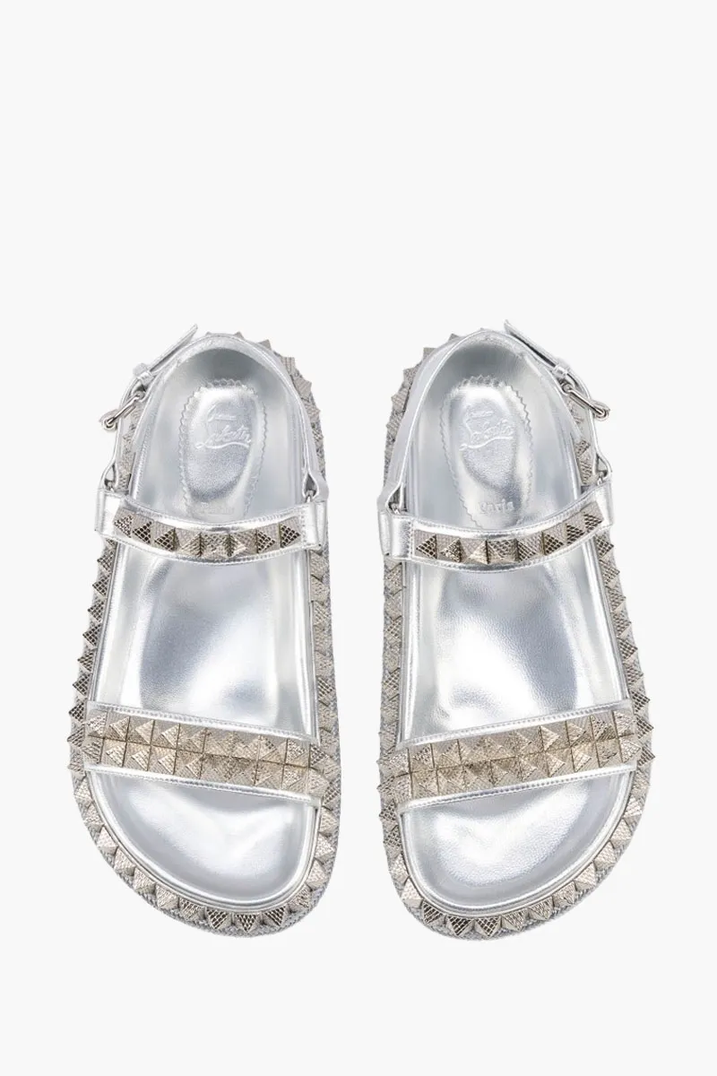 CHRISTIAN LOUBOUTIN Women Pyrabizz Sandals in Silver Laminated Nappa Leather 3
