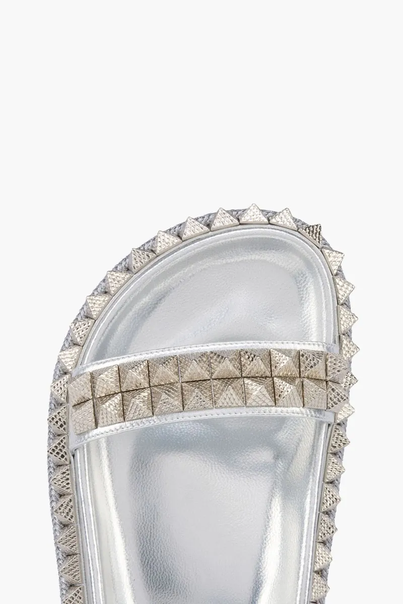 CHRISTIAN LOUBOUTIN Women Pyrabizz Sandals in Silver Laminated Nappa Leather 4