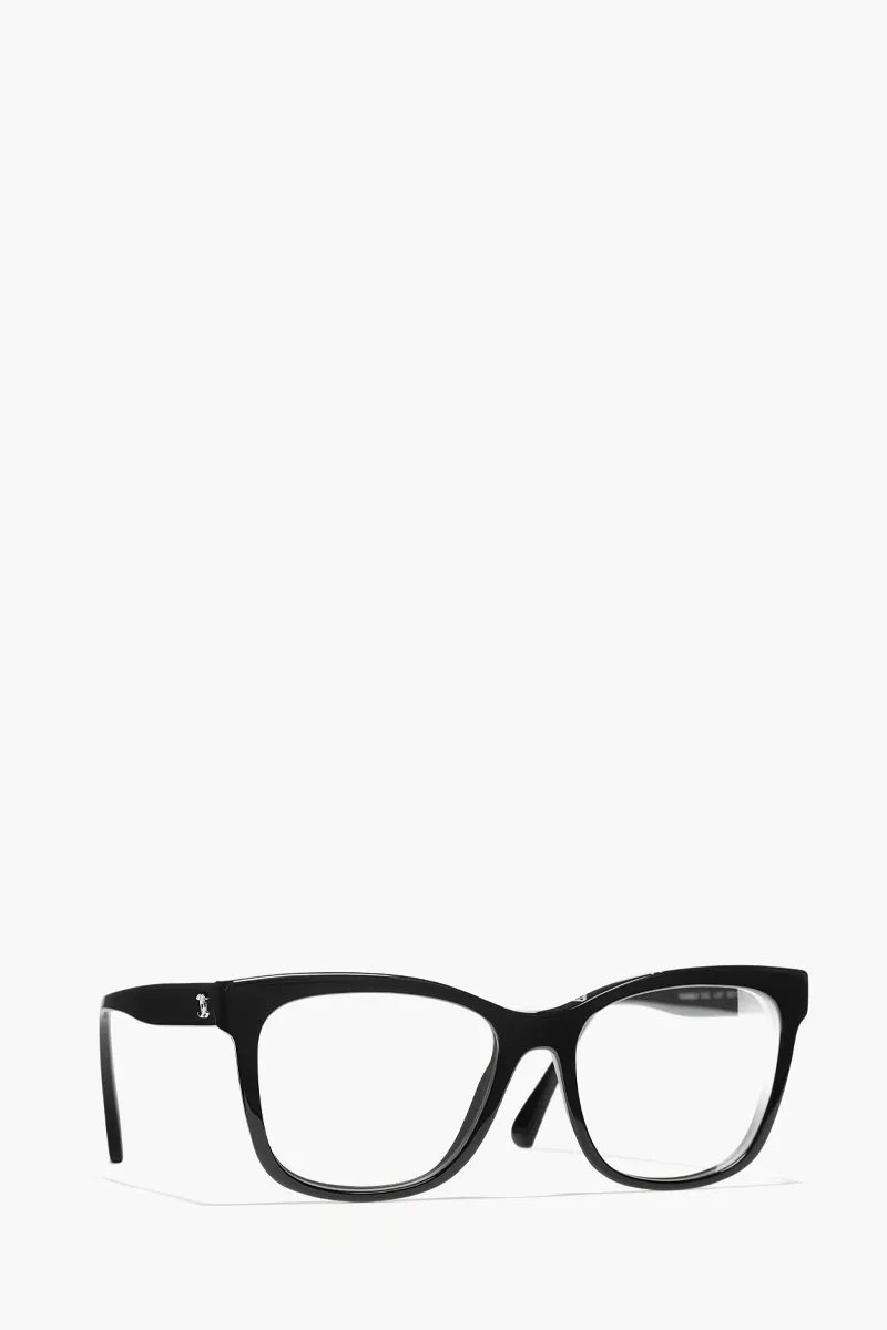 CHANEL Large Encircled Sunglasses in Black/Transparent Acetate 2
