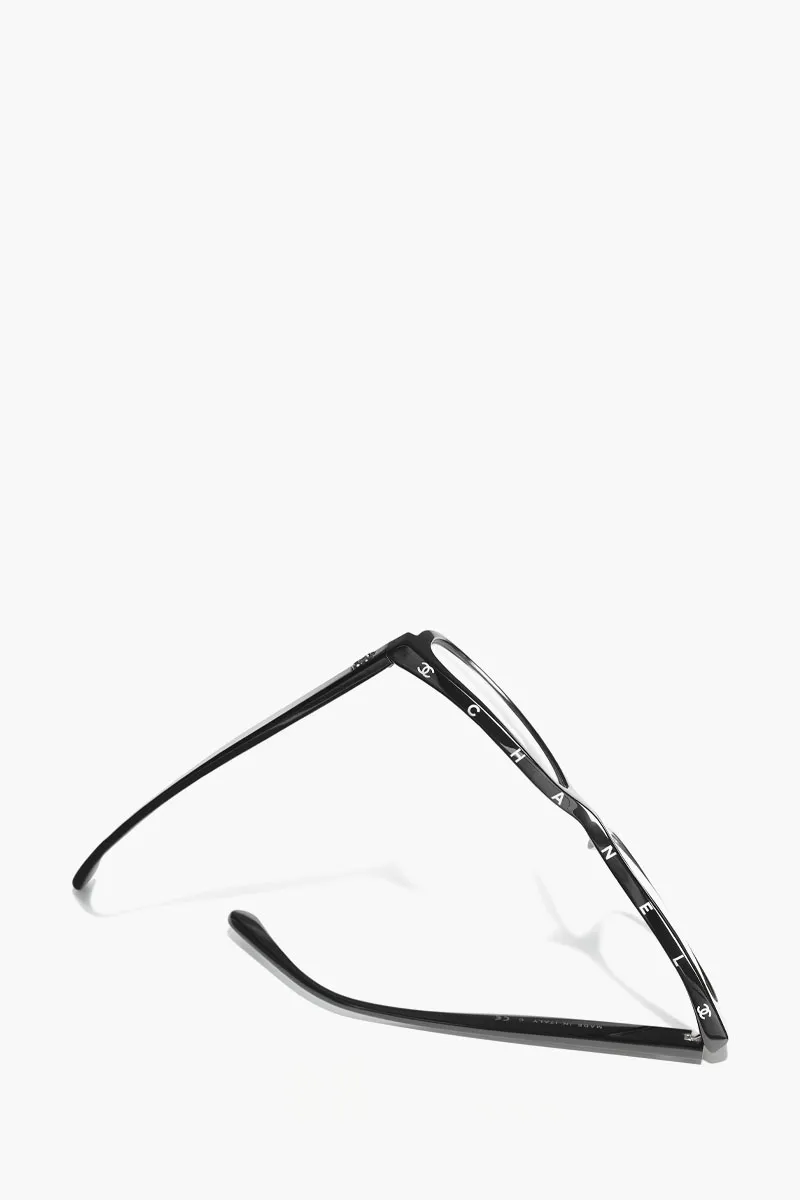 CHANEL Large Encircled Sunglasses in Black/Transparent Acetate 3