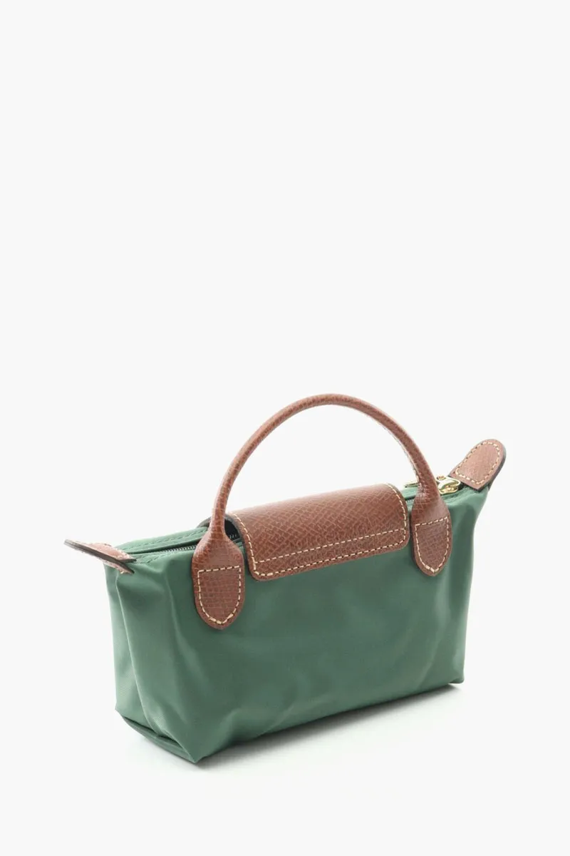 LONGCHAMP Le Pliage Original Pouch in British Green Recycled Canvas with Handle 1