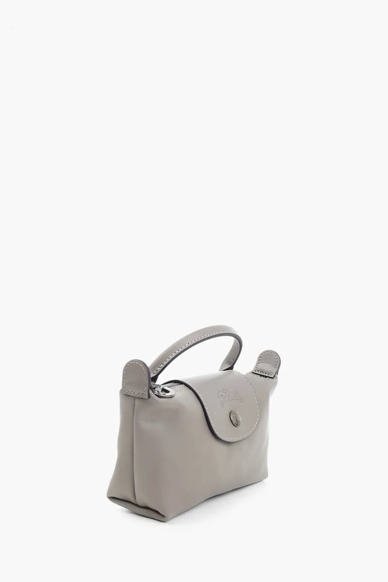 LONGCHAMP Le Pliage Extra XS Pouch in Turtledove Cowhide Leather 1