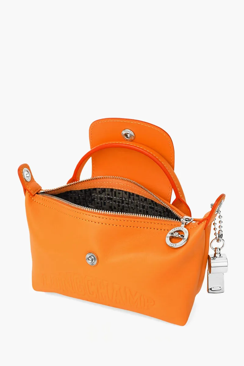 LONGCHAMP Le Pliage Xtra Xs Pouch Shoulder Bag in Orange Cowhide 1