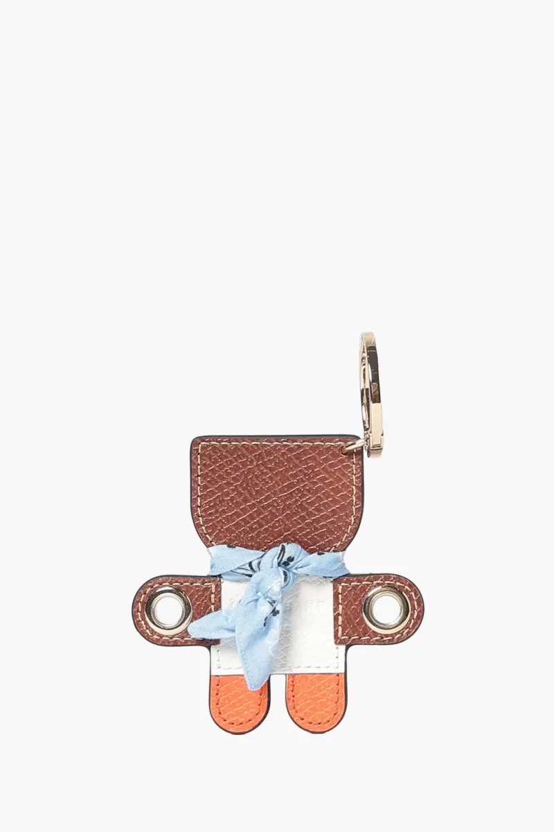 LONGCHAMP Épure Minimalist Keychain in Orange Cowhide Leather 1