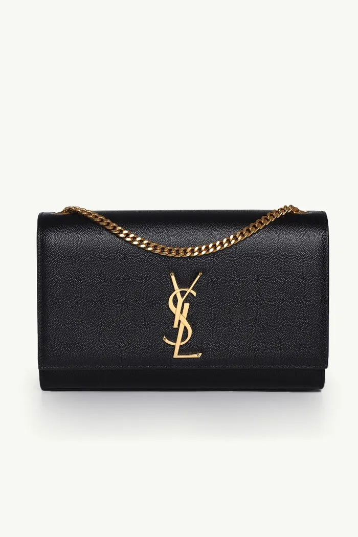 SAINT LAURENT Medium Kate Shoulder Bag in Black Caviar Leather GHW 0