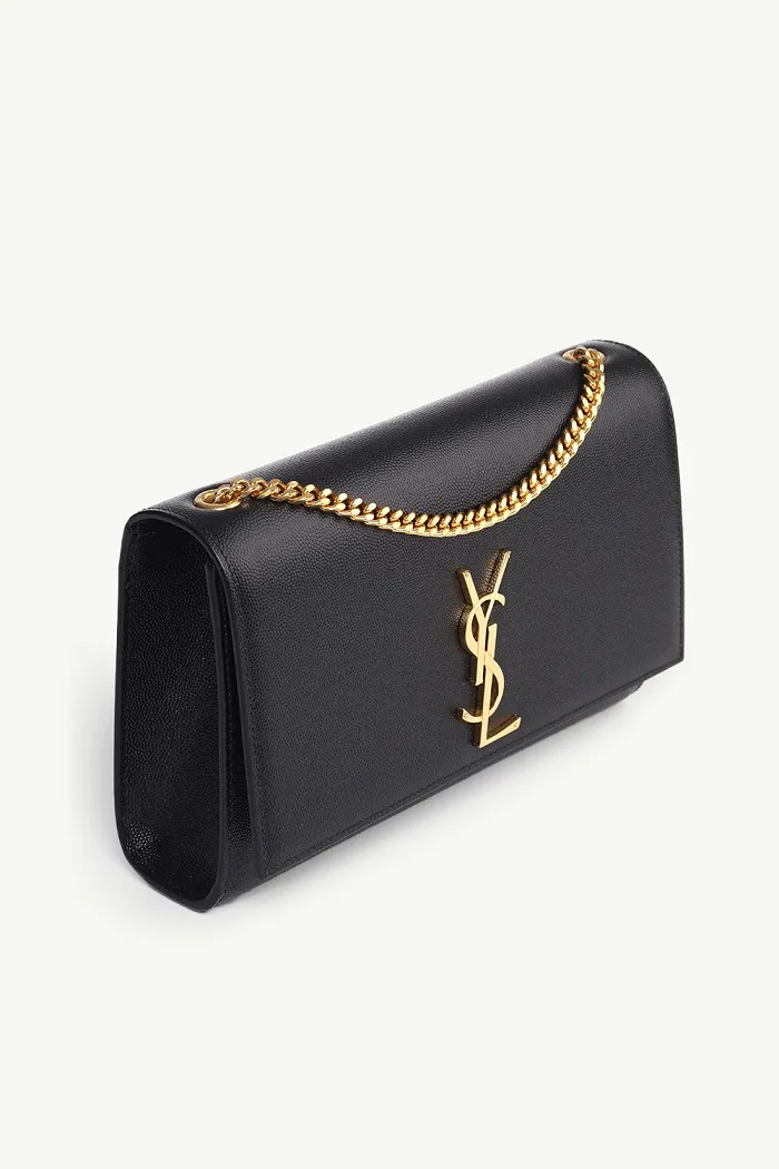 SAINT LAURENT Medium Kate Shoulder Bag in Black Caviar Leather GHW 2