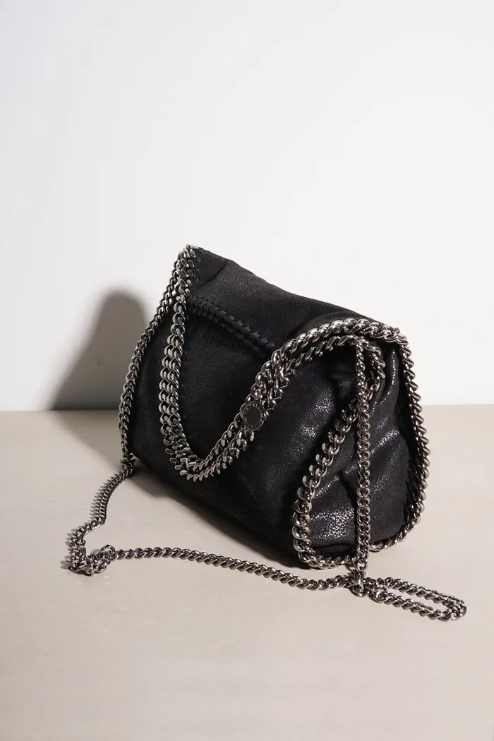 STELLA MCCARTNEY Mini Falabella Fold Over Tote in Black SHW 1