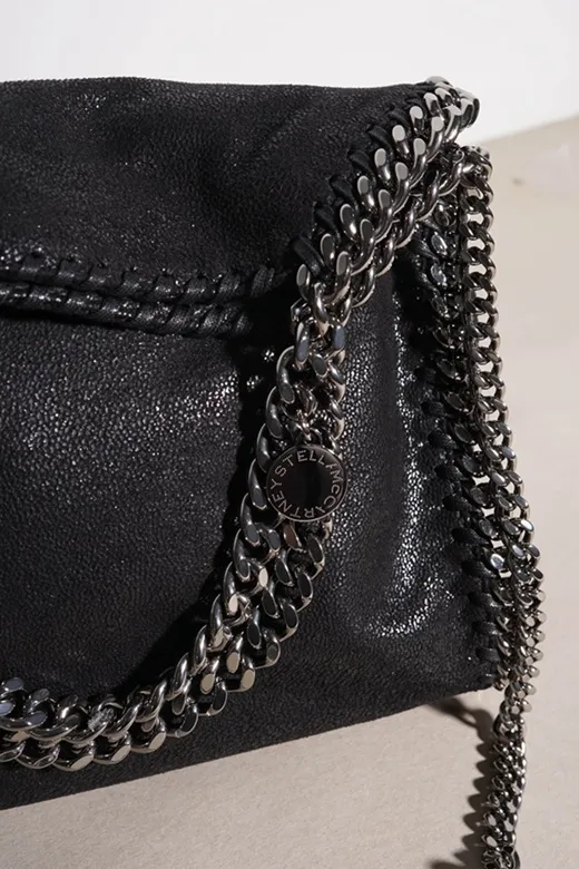 STELLA MCCARTNEY Mini Falabella Fold Over Tote in Black SHW 2