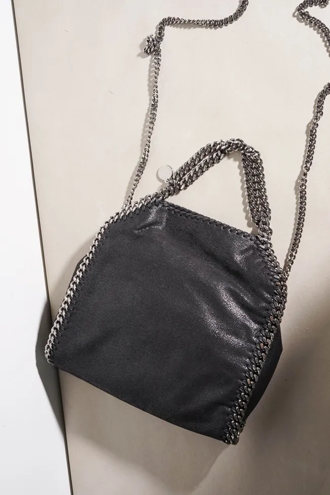 STELLA MCCARTNEY Mini Falabella Fold Over Tote in Black SHW 3