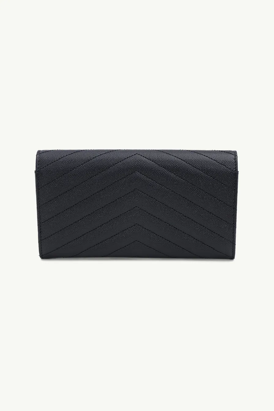 SAINT LAURENT Large Envelope Wallet in Black Caviar Leather GHW 1