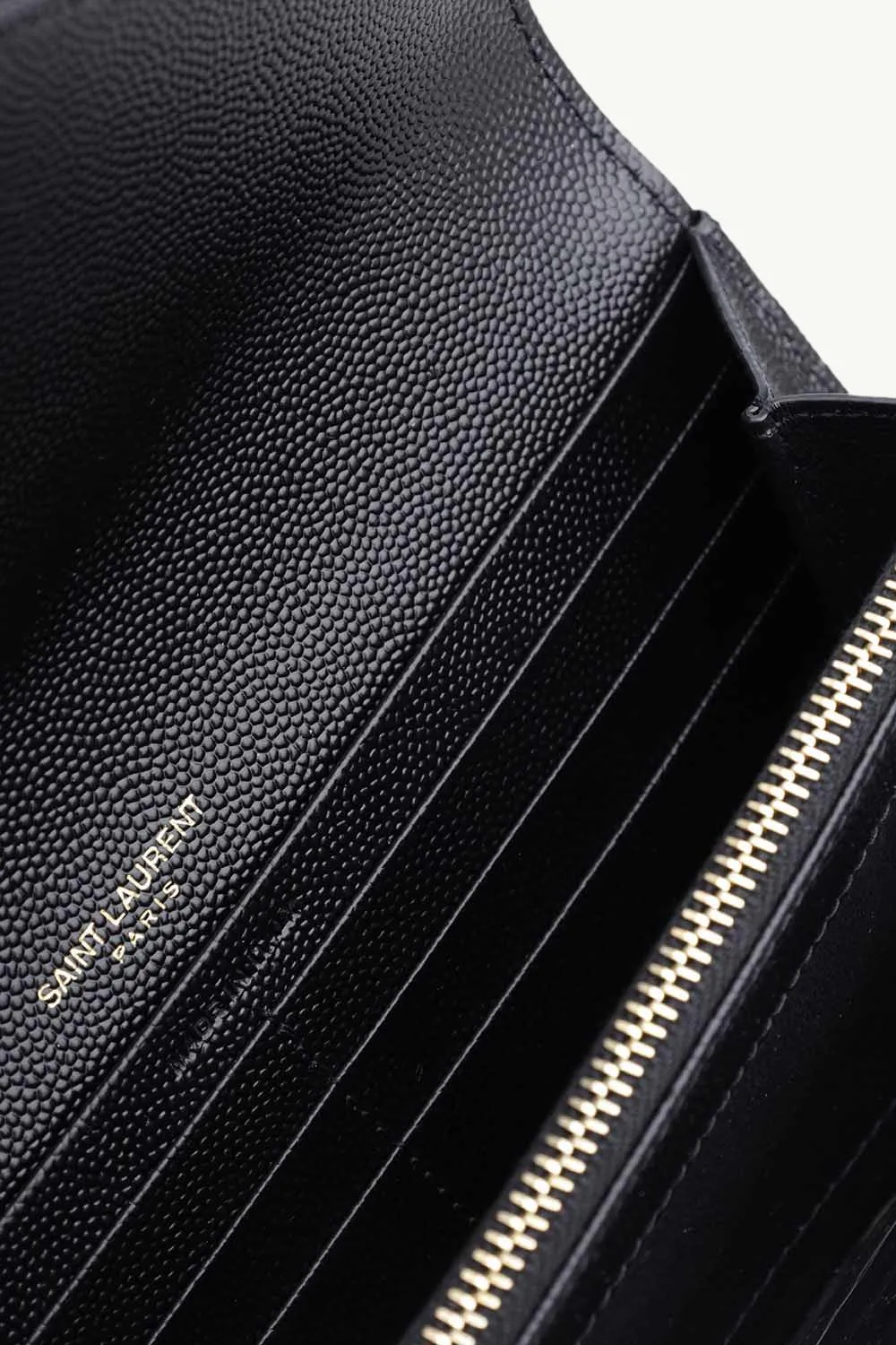 SAINT LAURENT Large Envelope Wallet in Black Caviar Leather GHW 3