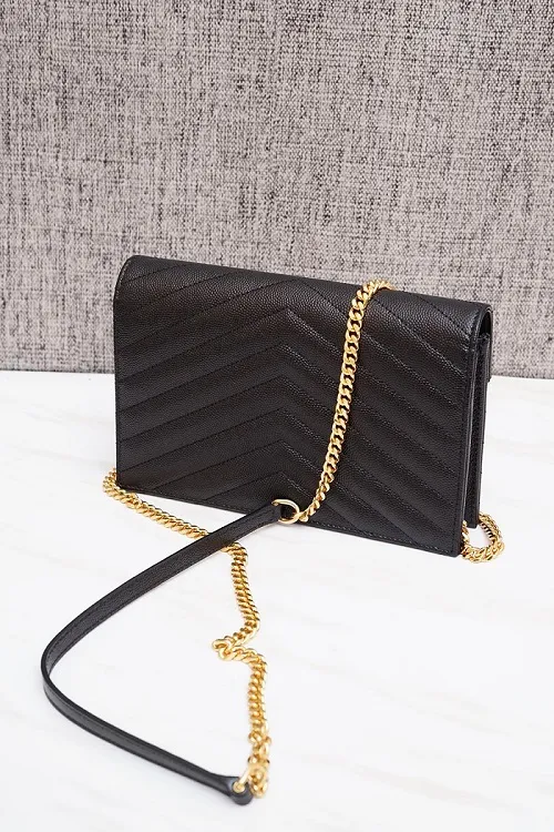 SAINT LAURENT Wallet on Chain 19cm in Black GHW 1