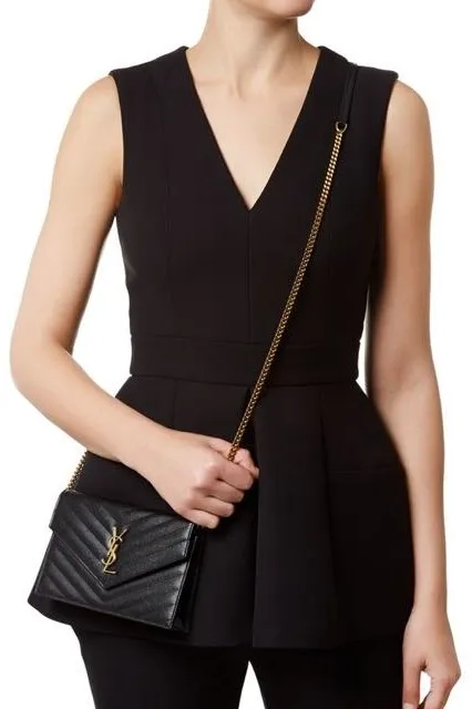 SAINT LAURENT Wallet on Chain 19cm in Black GHW 4