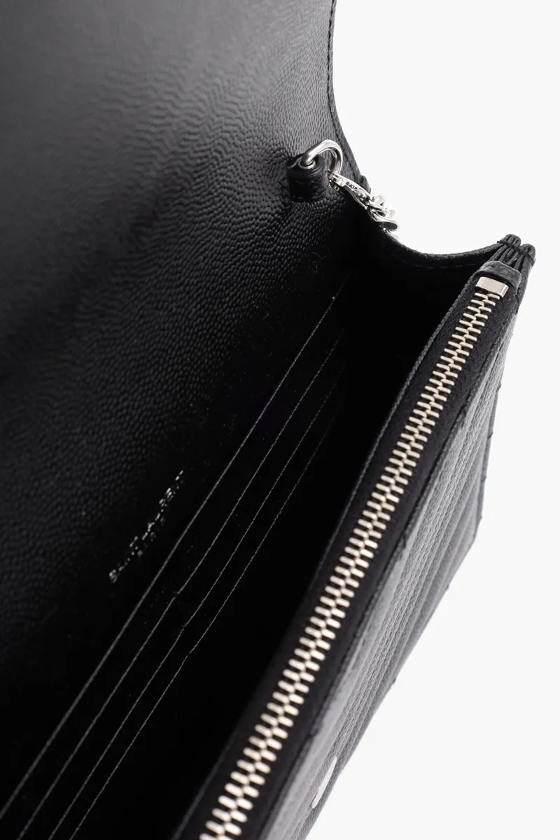 SAINT LAURENT Wallet on Chain 19cm in Black Caviar Leather SHW 3