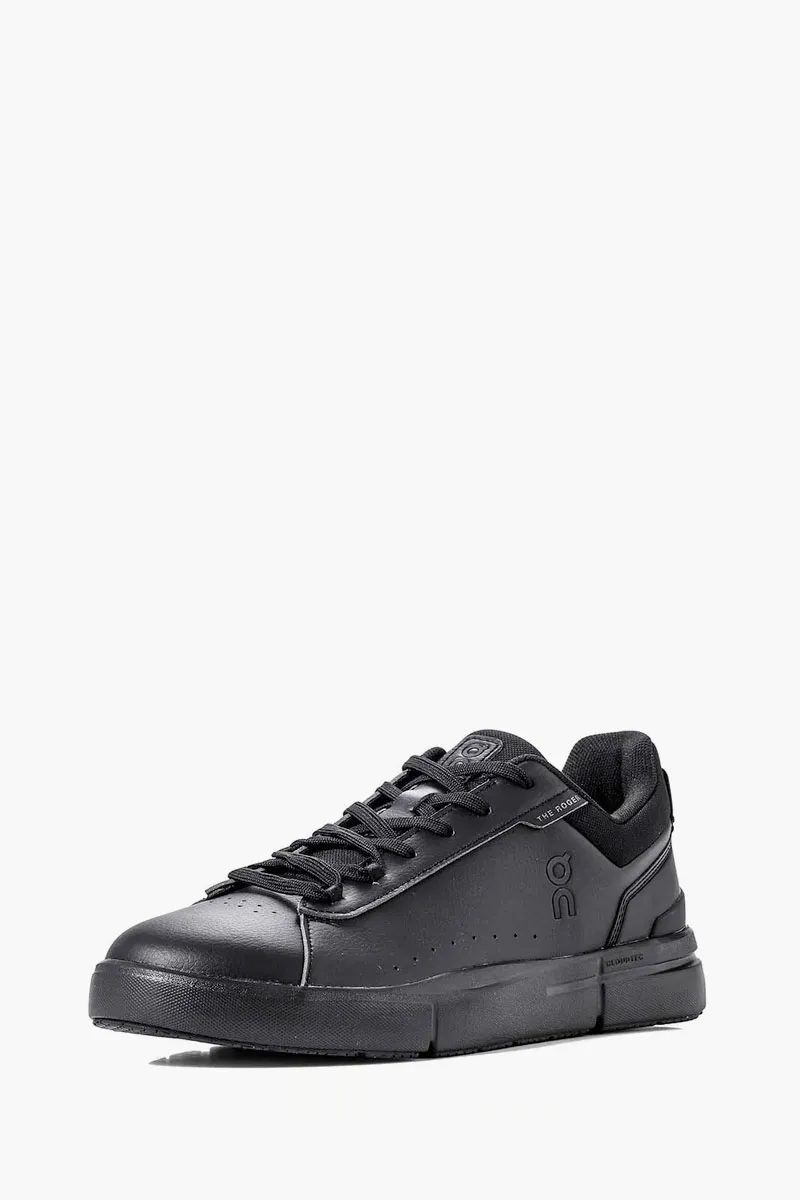 ON Men The Roger Advantage Sneakers in Black/Black Faux Leather 1