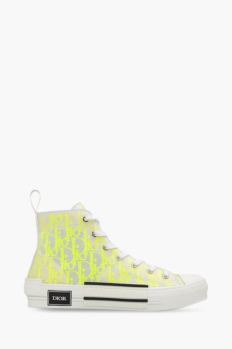 CHRISTIAN DIOR B23 Oblique High Top Sneakers in White/Yellow 0