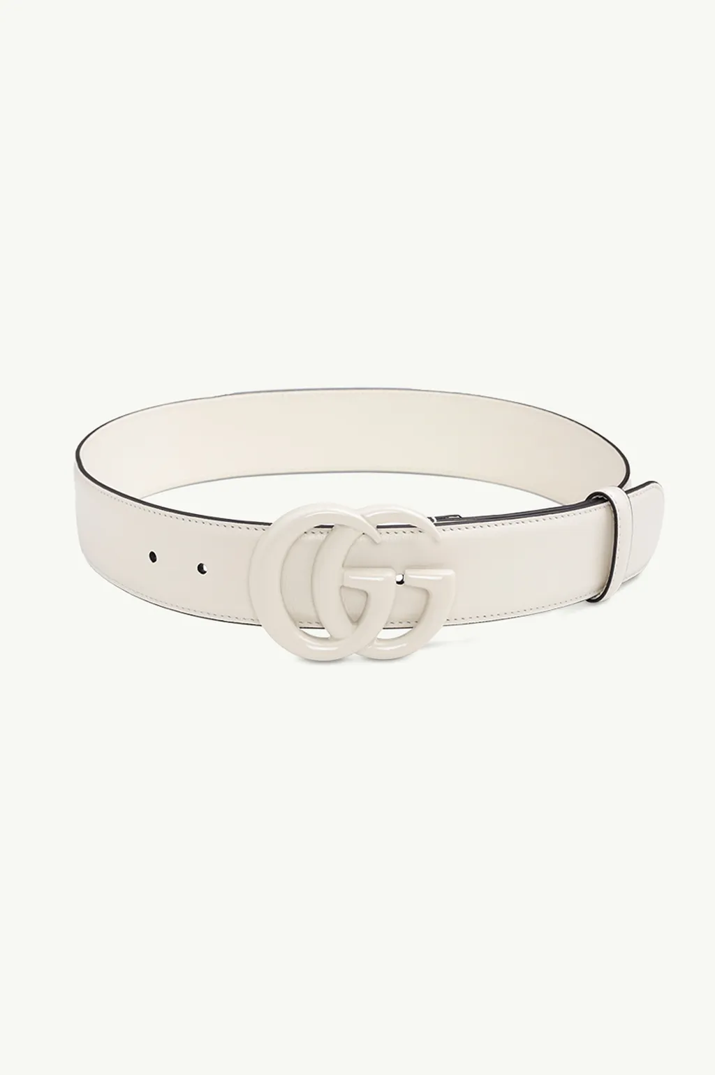 GUCCI GG Marmont Wide Belt 4cm in White Leather with Double G Buckle 0