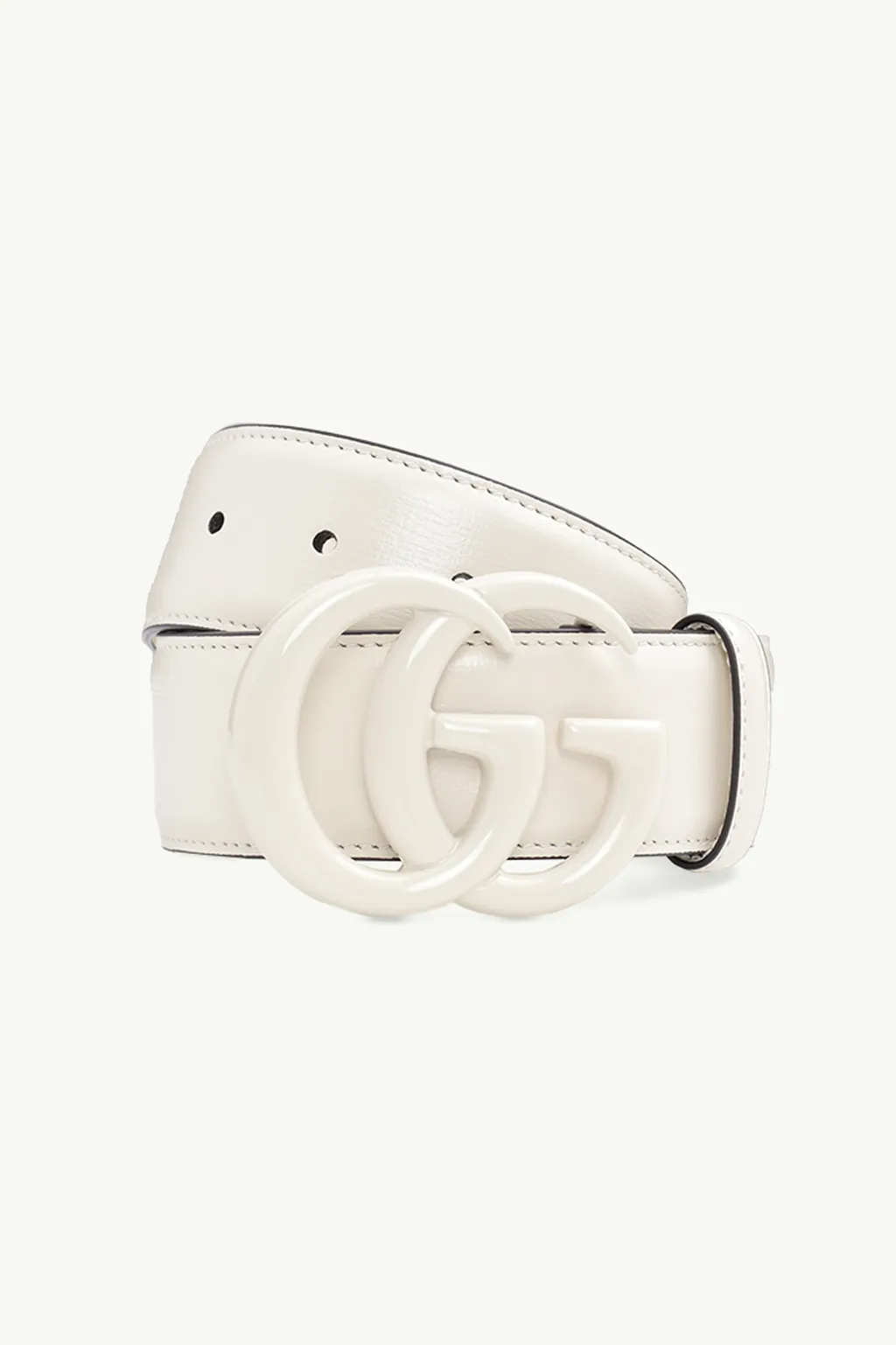 GUCCI GG Marmont Wide Belt 4cm in White Leather with Double G Buckle 1