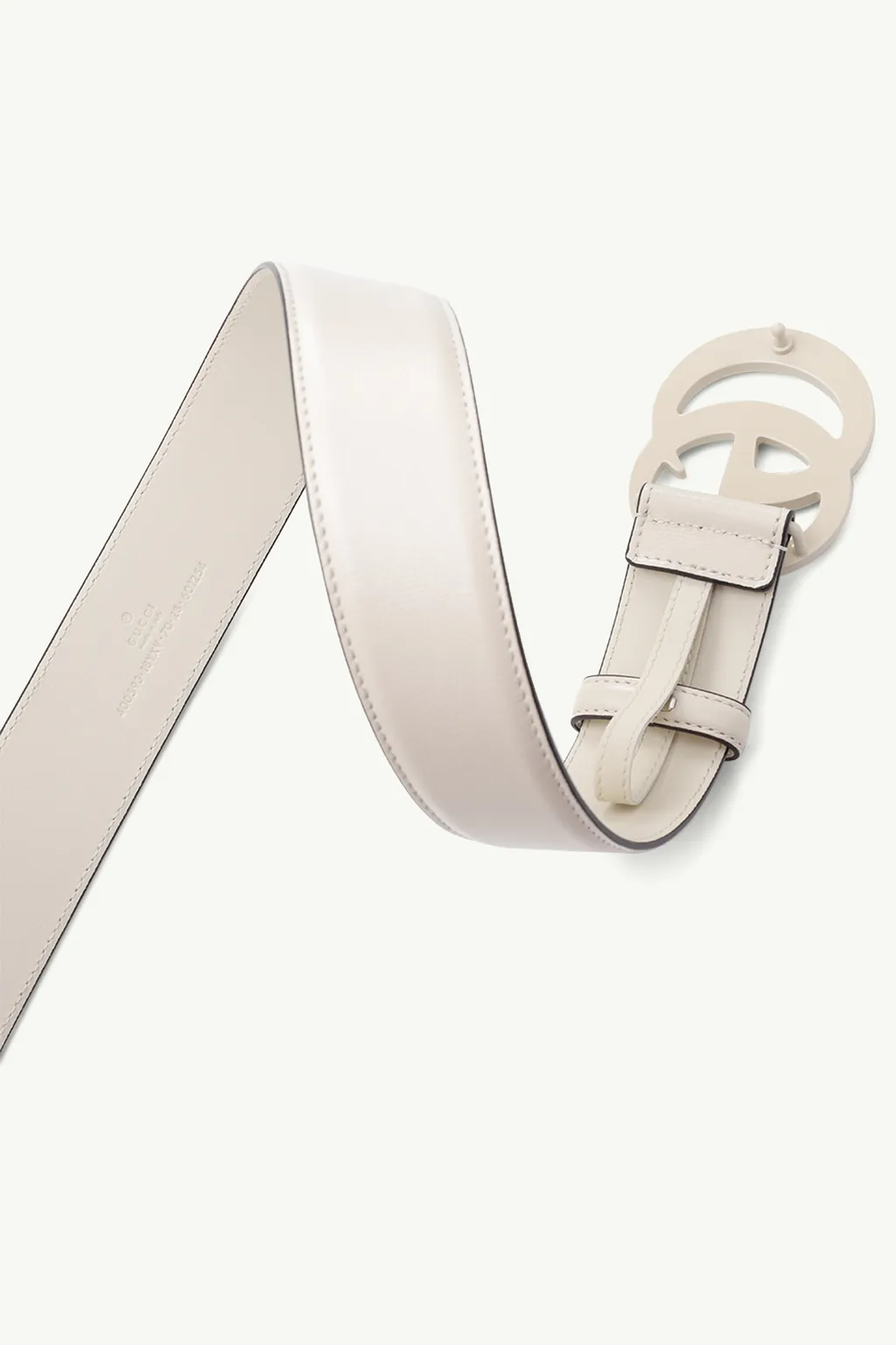 GUCCI GG Marmont Wide Belt 4cm in White Leather with Double G Buckle 3