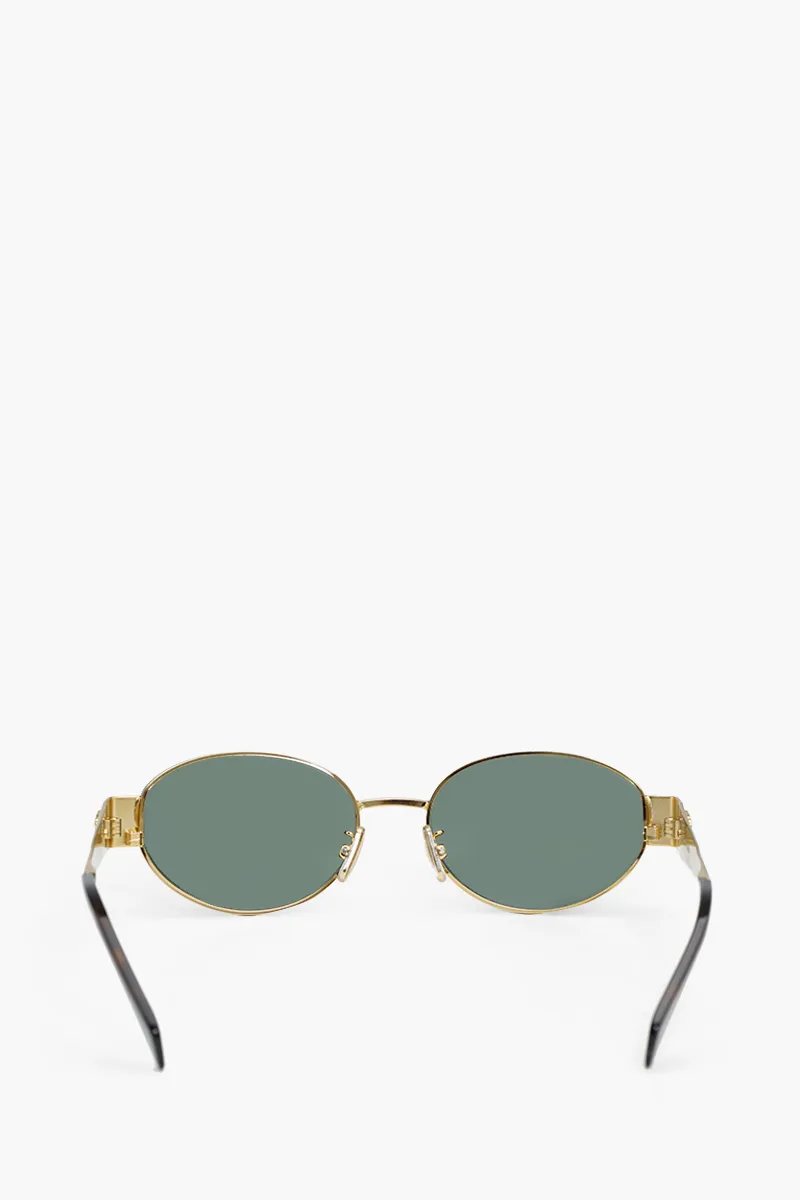 CELINE Oval Triomphe Metal 01 Sunglasses in Gold/Green 1