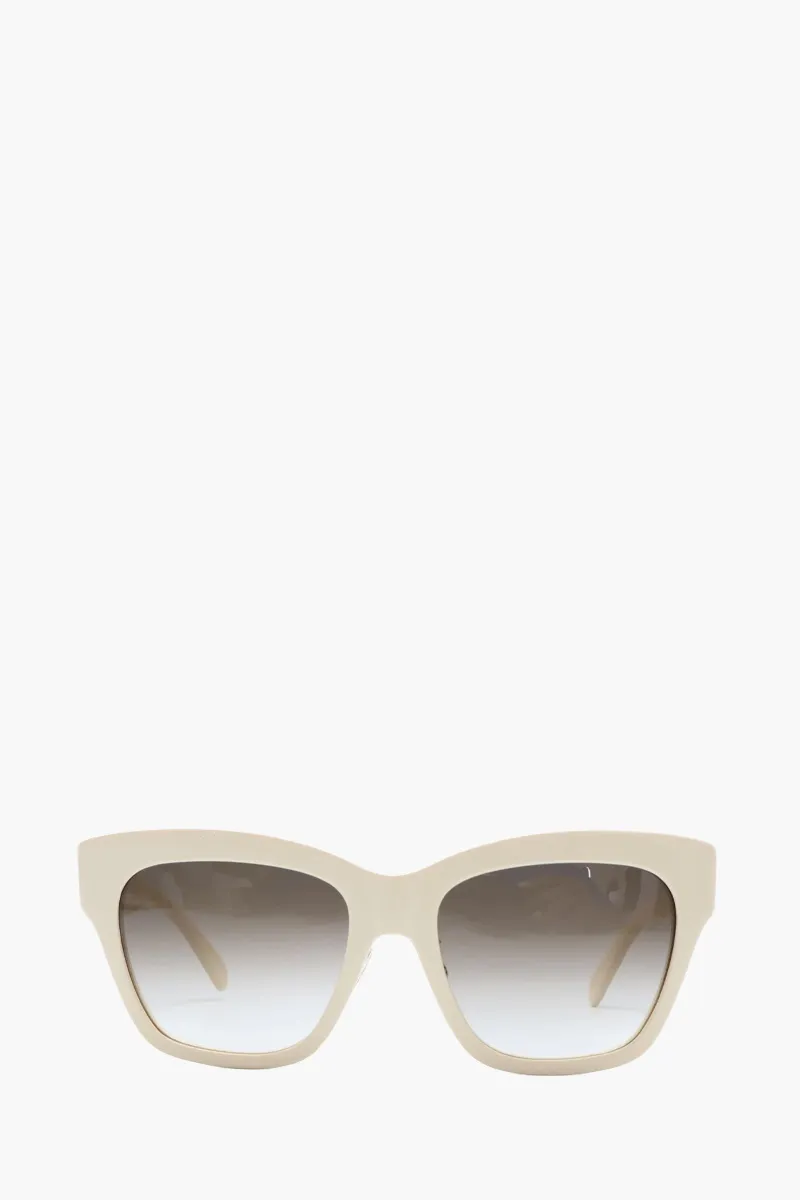 CELINE Triomphe Square Sunglasses in White/Brown Acetate 0