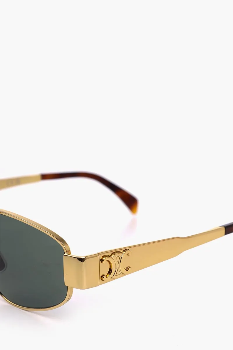 CELINE Metal Triomphe Sunglasses in Shiny Endura Gold/Green Metal 3