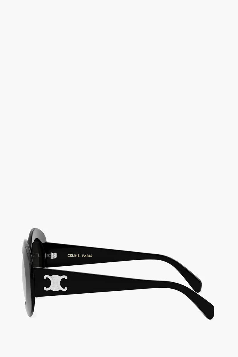 CELINE Triomphe Round Sunglasses in Black/Grey Acetate 1