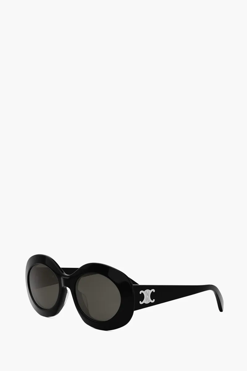 CELINE Triomphe Round Sunglasses in Black/Grey Acetate 2