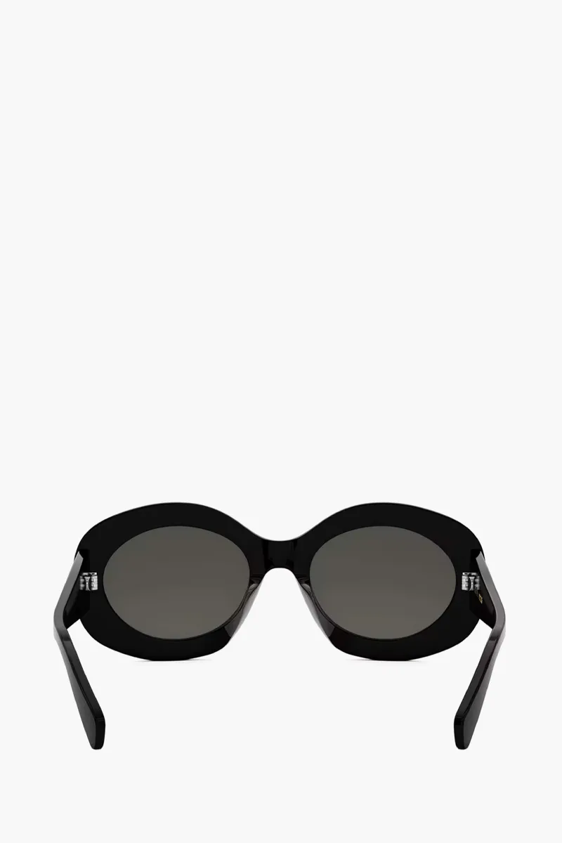 CELINE Triomphe Round Sunglasses in Black/Grey Acetate 3