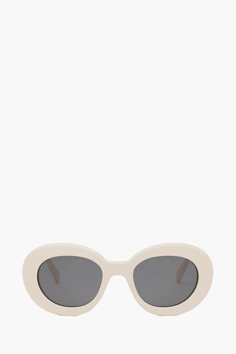 CELINE Triomphe Round Sunglasses in Ivory White/Grey Acetate 0